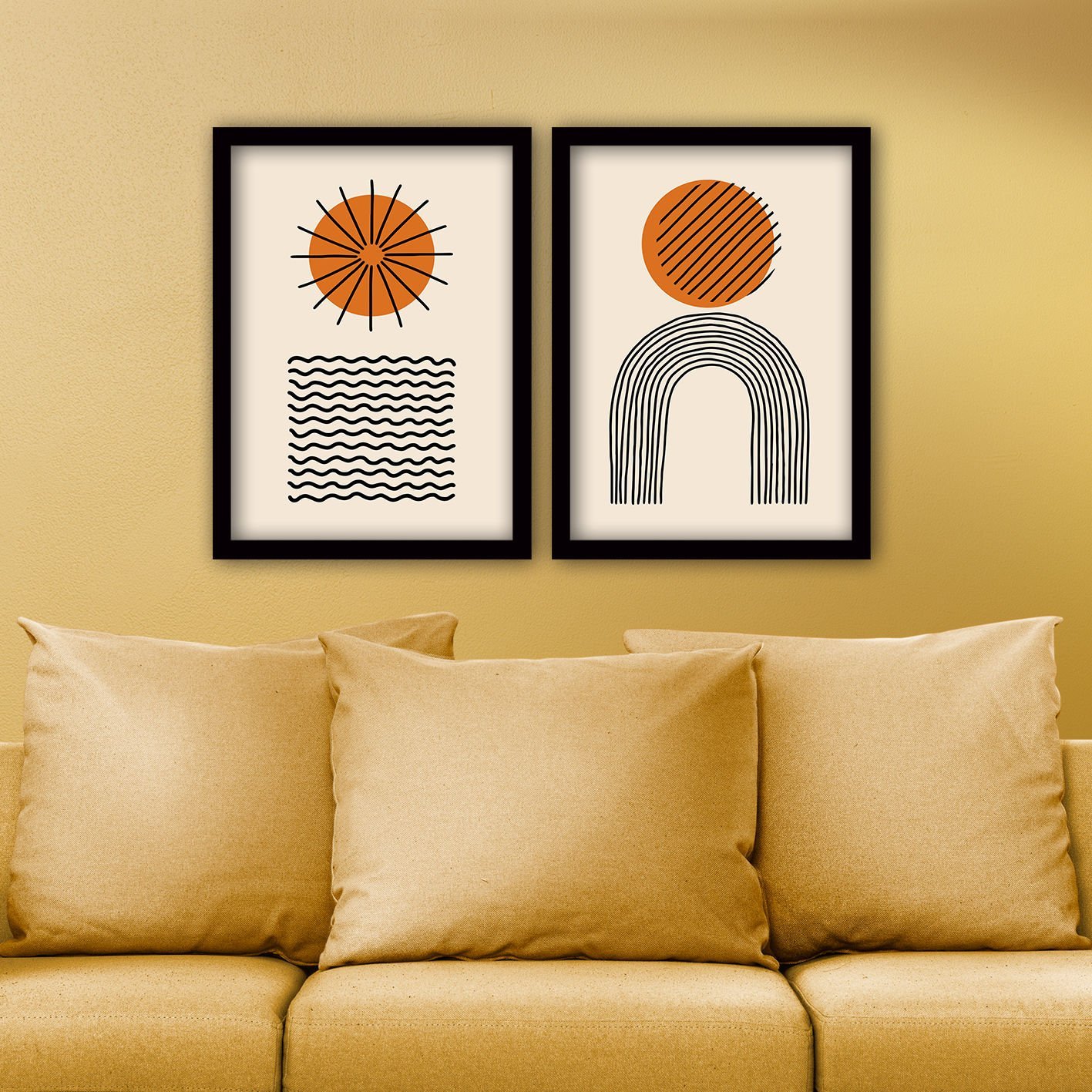 2 Parçalı Siyah Çerçeveli Tablo