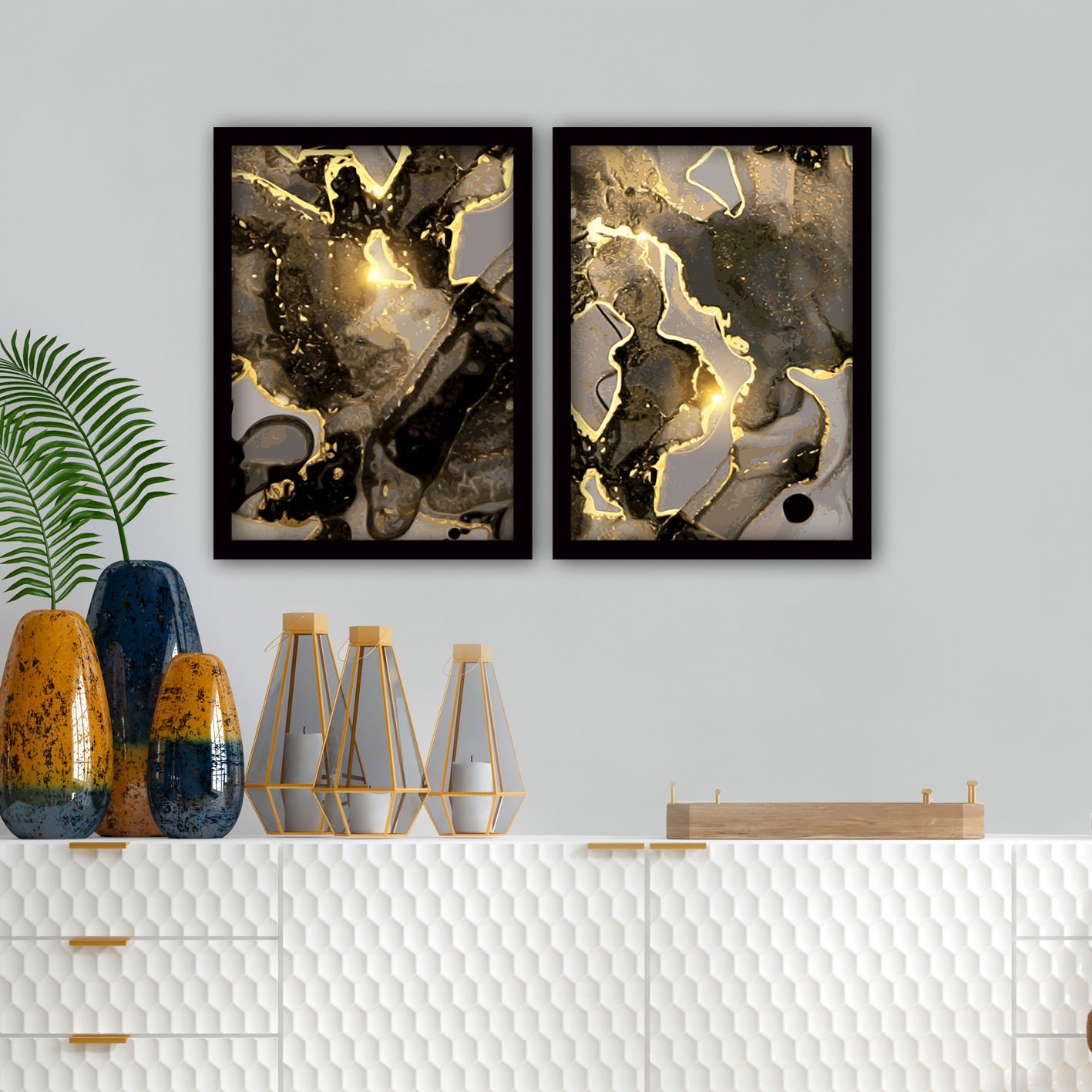 2 Parçalı Siyah Çerçeveli Tablo