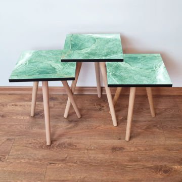 Desenli 3lü Zigon Sehpa