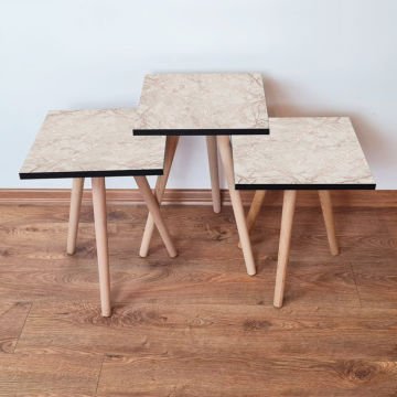 Desenli 3lü Zigon Sehpa