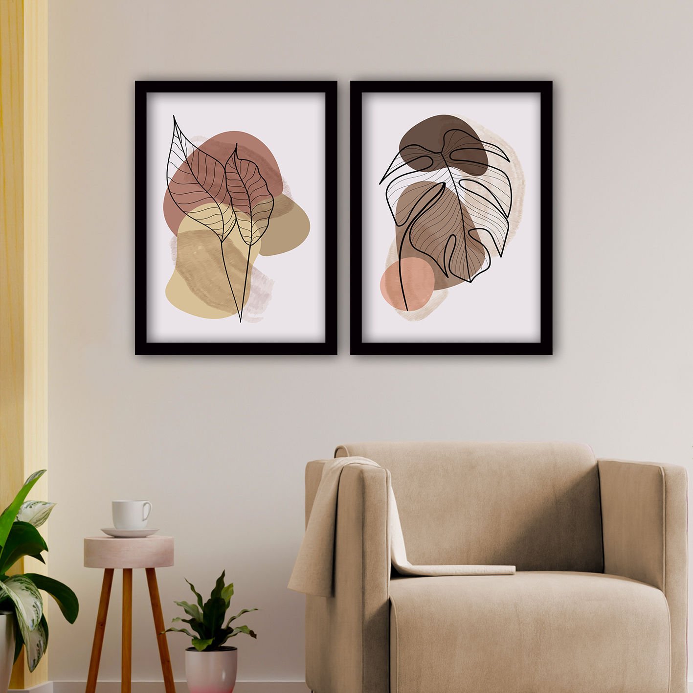 2 Parçalı Siyah Çerçeveli Tablo