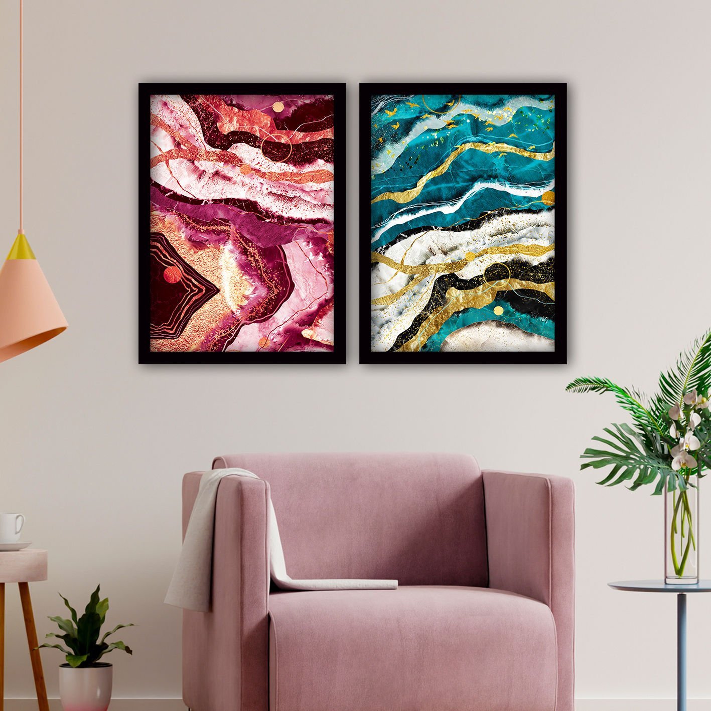 2 Parçalı Siyah Çerçeveli Tablo