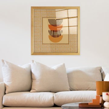 Naturel Çerçeveli Hasır Baskı Cam Tablolar 40cm x 40cm