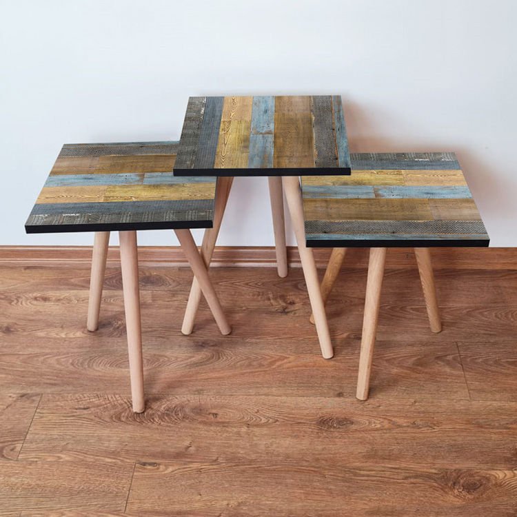 Desenli 3lü Zigon Sehpa