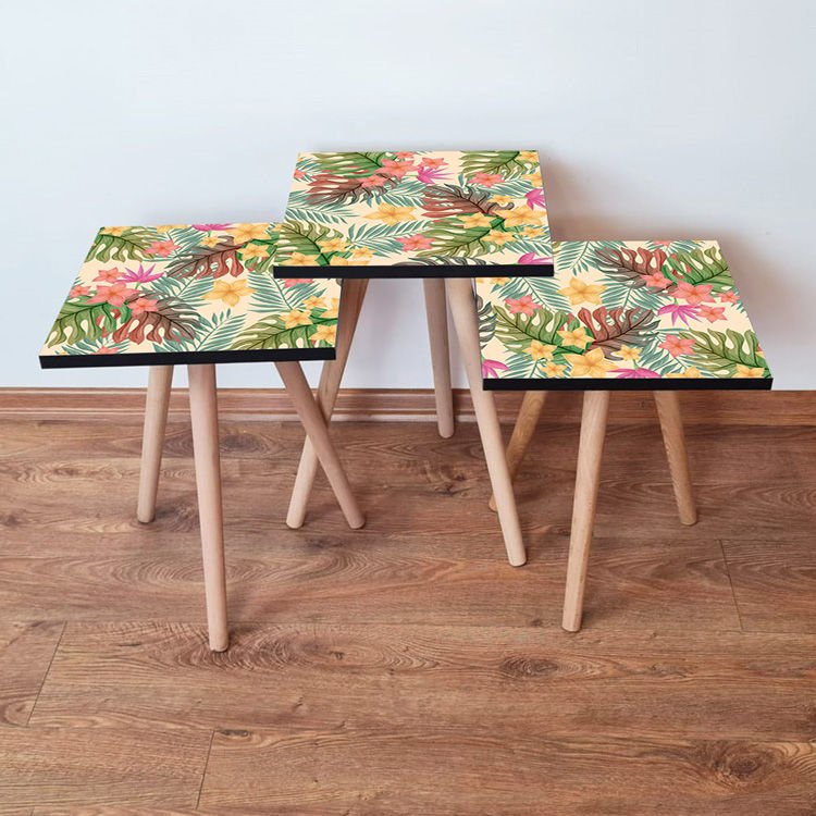 Desenli 3lü Zigon Sehpa