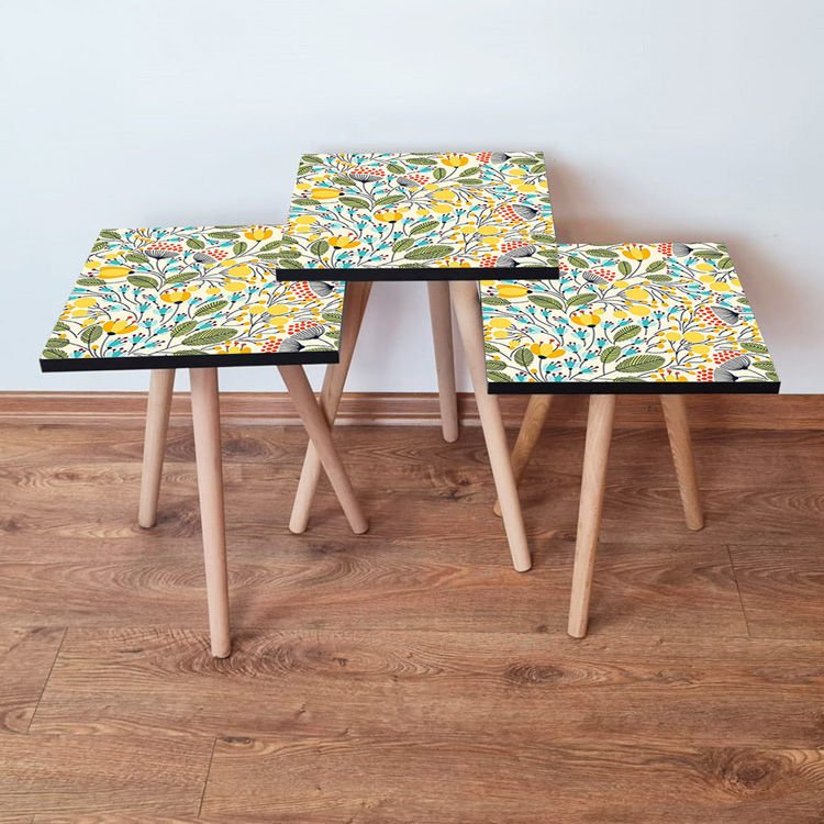 Desenli 3lü Zigon Sehpa