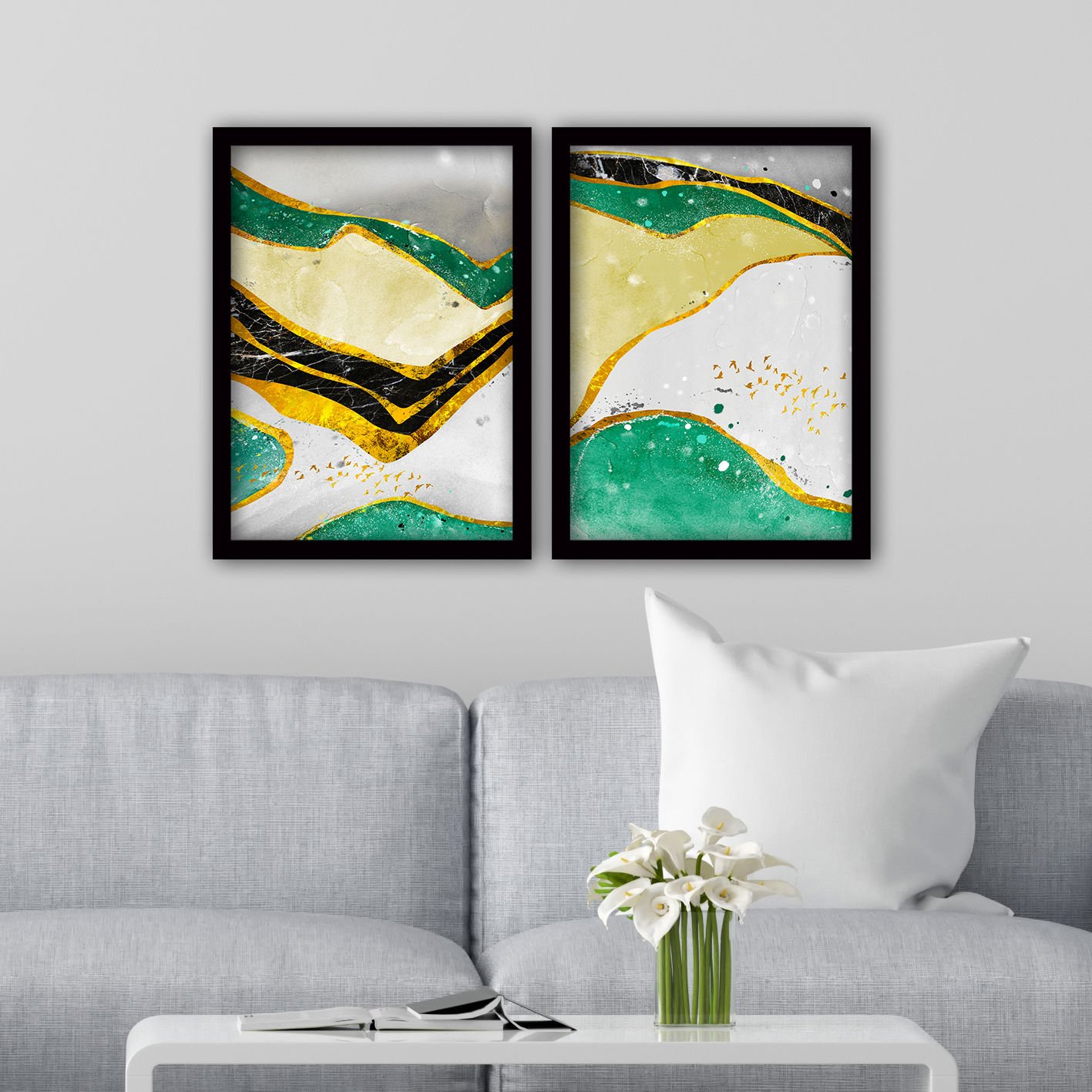 2 Parçalı Siyah Çerçeveli Tablo