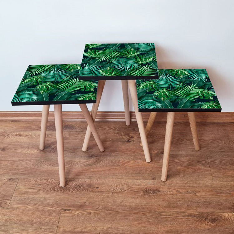 Desenli 3lü Zigon Sehpa