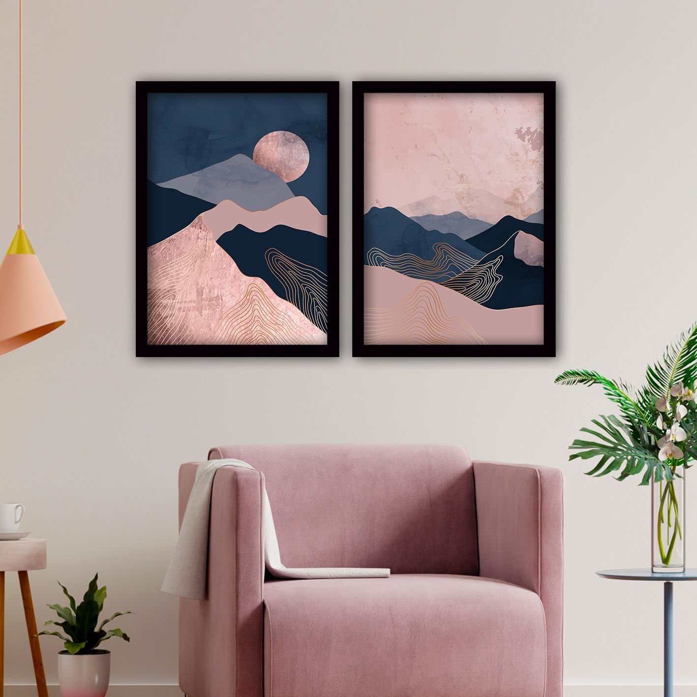 2 Parçalı Siyah Çerçeveli Tablo