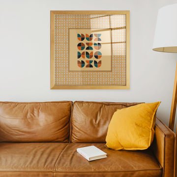 Naturel Çerçeveli Hasır Baskı Cam Tablolar 50cm x 50cm