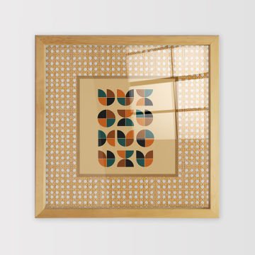 Naturel Çerçeveli Hasır Baskı Cam Tablolar 50cm x 50cm