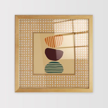 Naturel Çerçeveli Hasır Baskı Cam Tablolar 50cm x 50cm