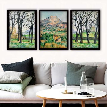 Paul Cezanne 3 Parça Siyah Çerçeveli Tablo