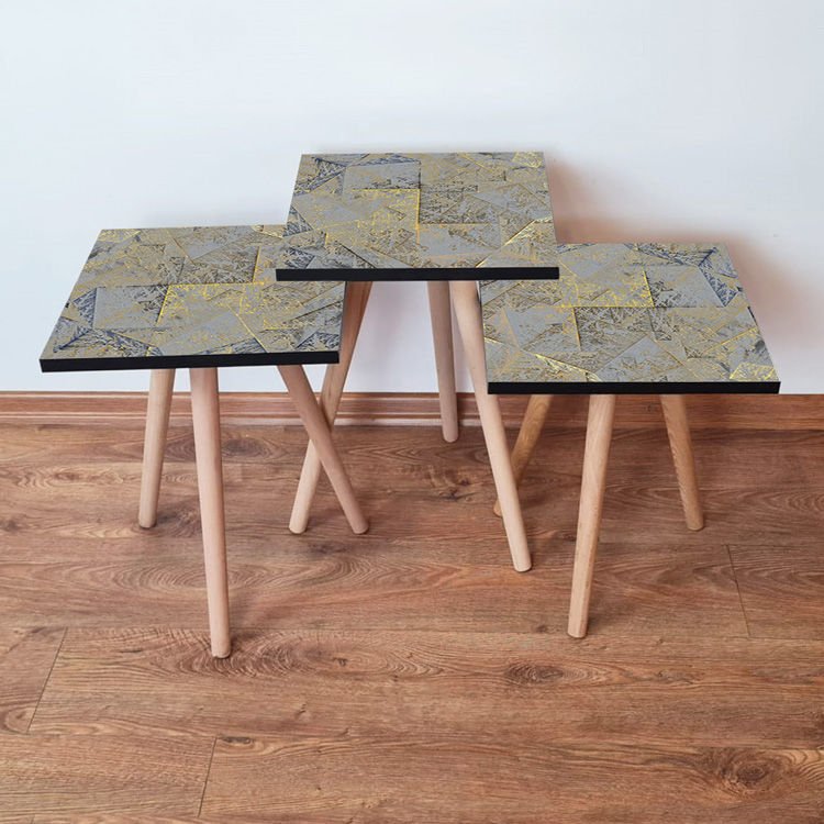 Desenli 3lü Zigon Sehpa