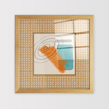 Naturel Çerçeveli Hasır Baskı Cam Tablolar 40cm x 40cm