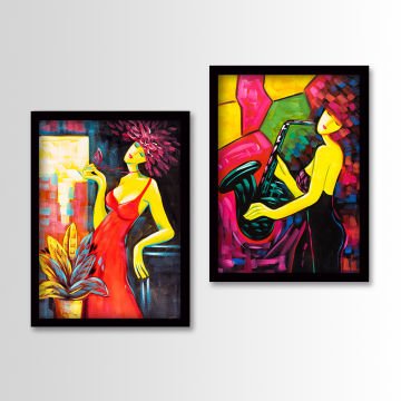 2 Parçalı Siyah Çerçeveli Tablo