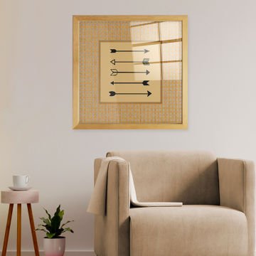 Naturel Çerçeveli Hasır Baskı Cam Tablolar 40cm x 40cm