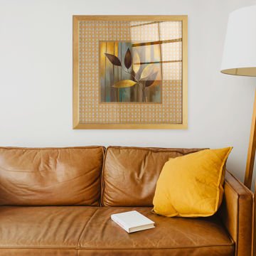 Naturel Çerçeveli Hasır Baskı Cam Tablolar 40cm x 40cm