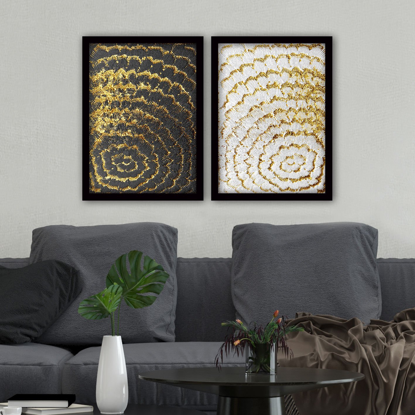 2 Parçalı Siyah Çerçeveli Tablo