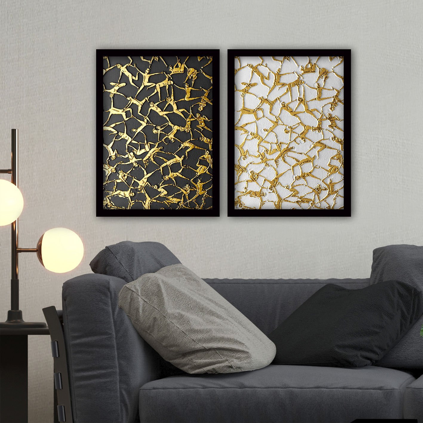 2 Parçalı Siyah Çerçeveli Tablo