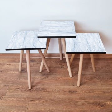 Desenli 3lü Zigon Sehpa