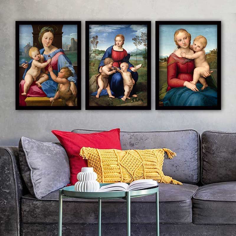 RAFFAELLO 3 Parça Siyah Çerçeveli Tablo