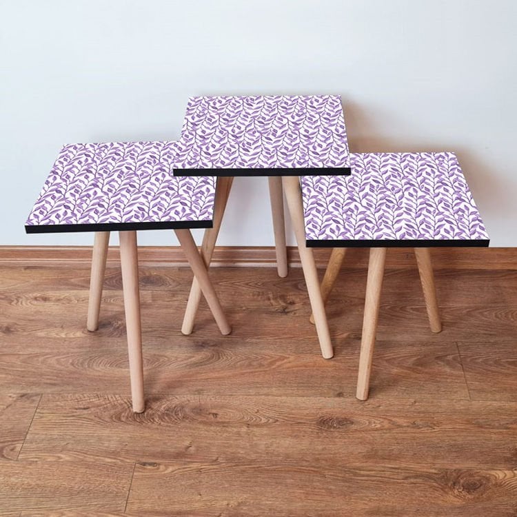 Desenli 3lü Zigon Sehpa