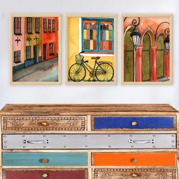 3 Parçalı Çerçeveli Tablo 55cm x 75cm