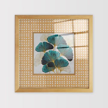 Naturel Çerçeveli Hasır Baskı Cam Tablolar 40cm x 40cm