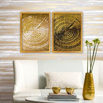 2 Parçalı Altın Çerçeveli Tablo 35cm x 45cm