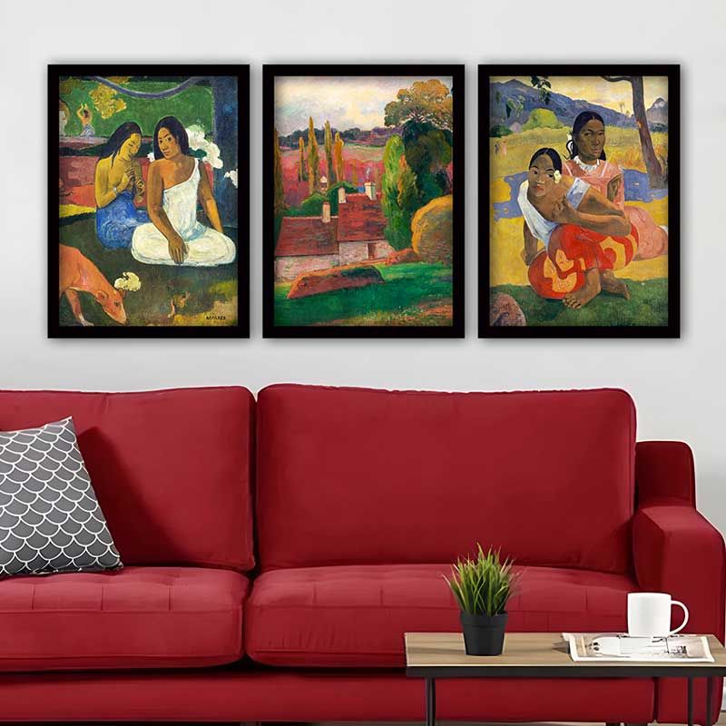 PAUL GAUGUIN 3 Parça Siyah Çerçeveli Tablo