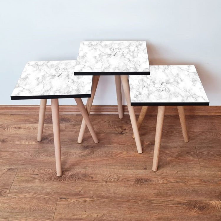 Desenli 3lü Zigon Sehpa