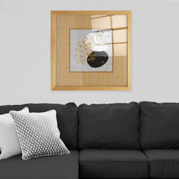 Naturel Çerçeveli Hasır Baskı Cam Tablolar 40cm x 40cm