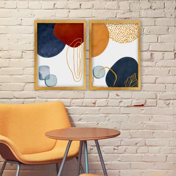 2 Parçalı Altın Çerçeveli Tablo 35cm x 45cm