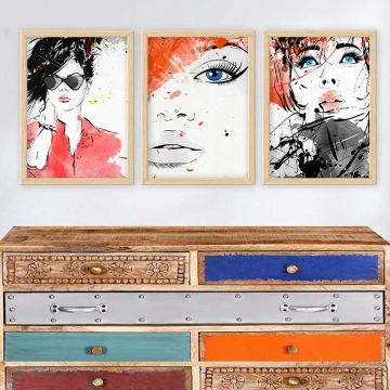 3 Parçalı Çerçeveli Tablo 55cm x 75cm
