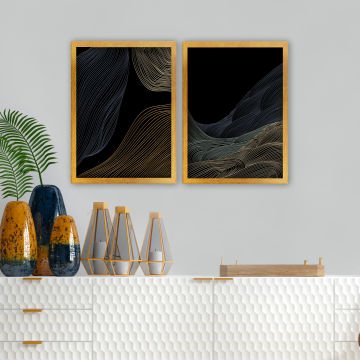 2 Parçalı Altın Çerçeveli Tablo 35cm x 45cm