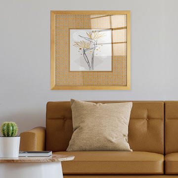 Naturel Çerçeveli Hasır Baskı Cam Tablolar 50cm x 50cm