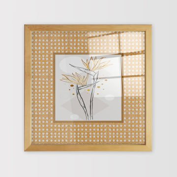 Naturel Çerçeveli Hasır Baskı Cam Tablolar 50cm x 50cm