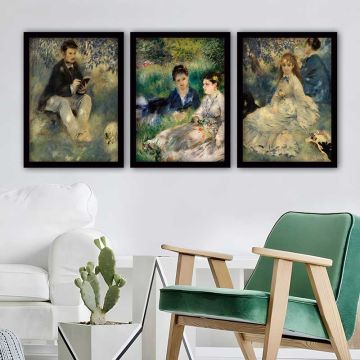 AUGUSTE RENOIR 3 Parça Siyah Çerçeveli Tablo