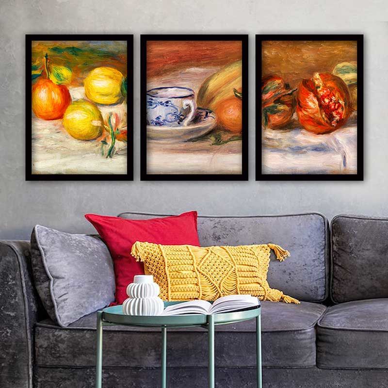 AUGUSTE RENOIR 3 Parça Siyah Çerçeveli Tablo