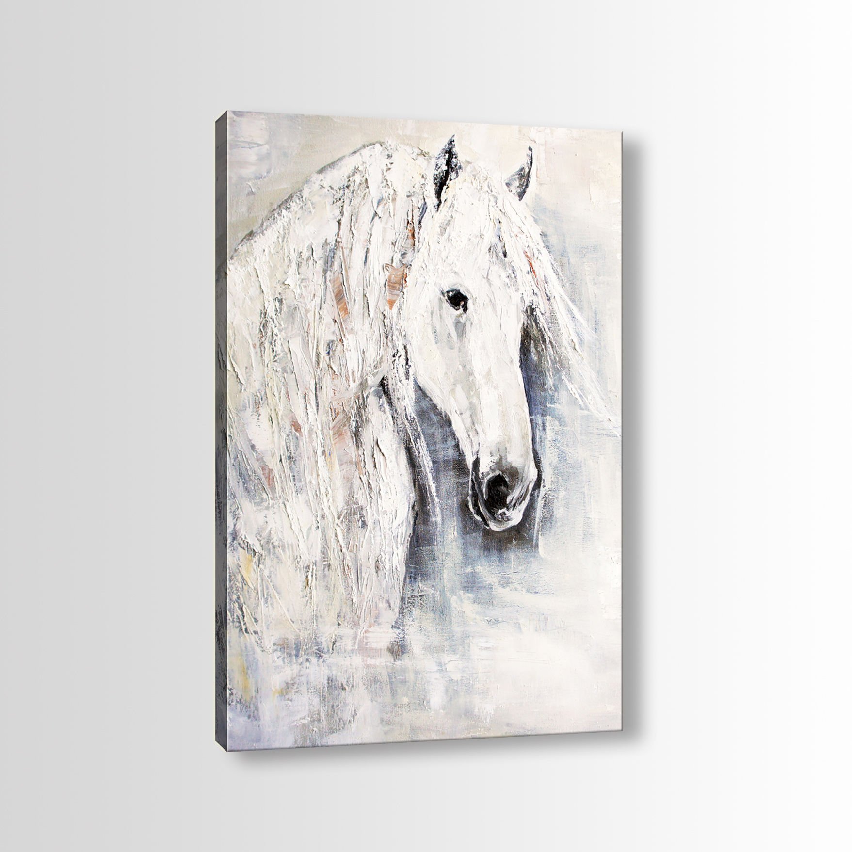Beyaz At Kanvas Tablo 90x130cm