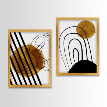 2 Parçalı Altın Çerçeveli Tablo 55cm x 75cm