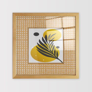 Naturel Çerçeveli Hasır Baskı Cam Tablolar 40cm x 40cm