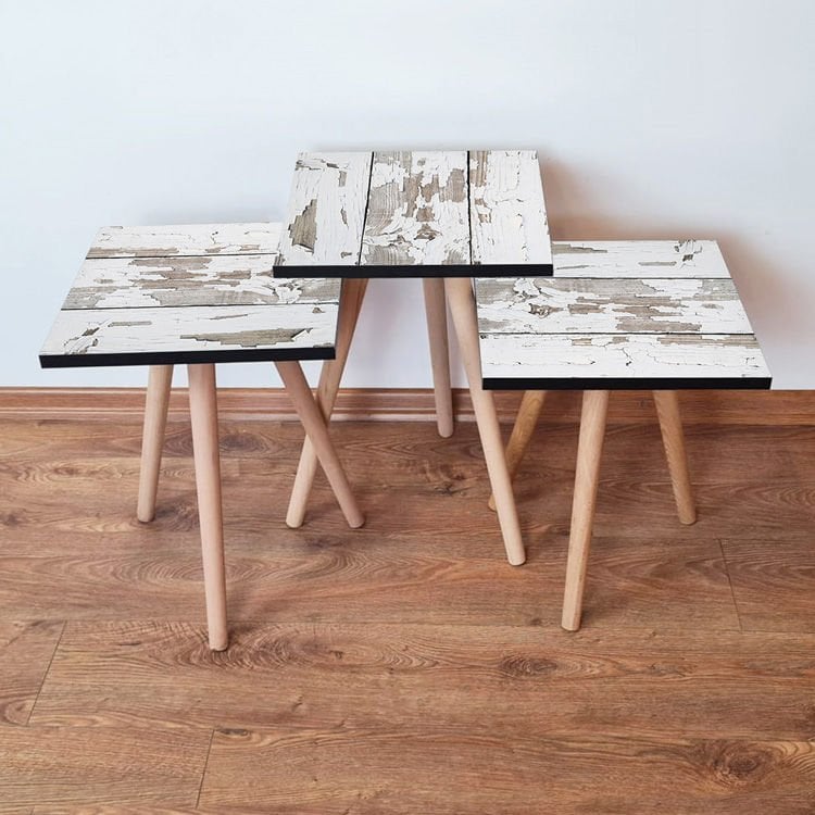 Desenli 3lü Zigon Sehpa