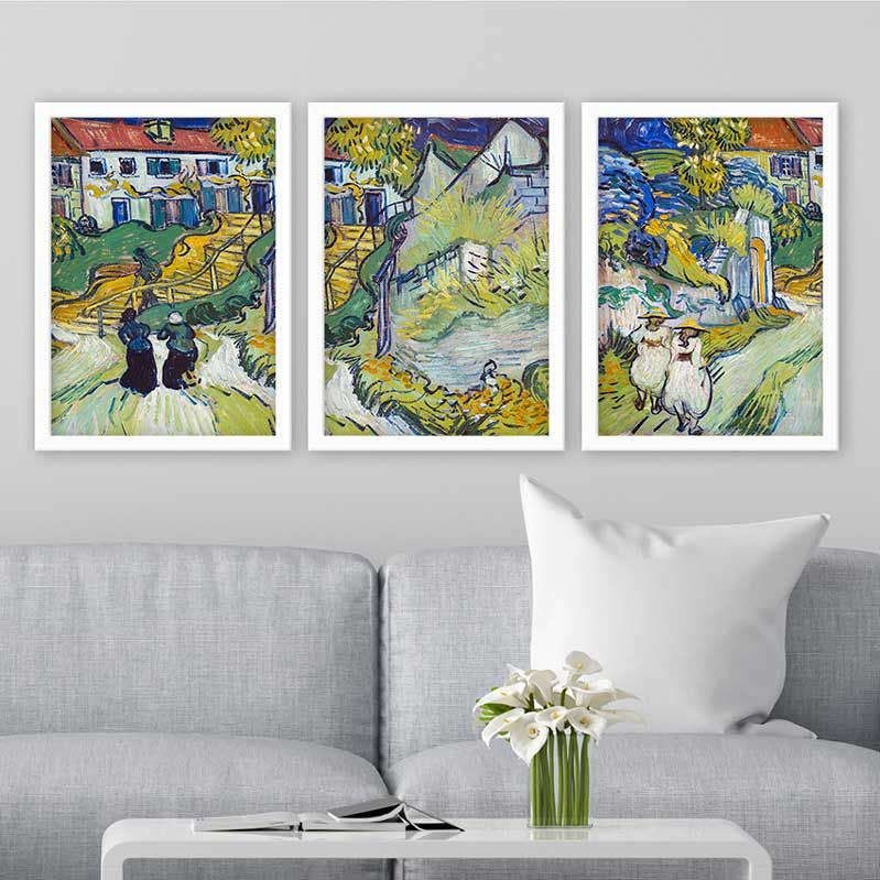 Vincent Van Gogh 3 Parça Beyaz Çerçeveli Tablo 35cm x 45cm