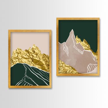 2 Parçalı Altın Çerçeveli Tablo 55cm x 75cm
