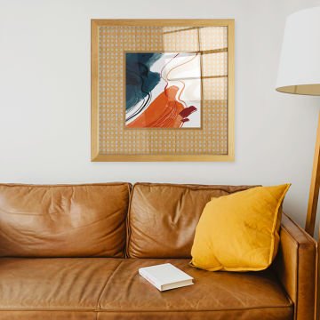 Naturel Çerçeveli Hasır Baskı Cam Tablolar 50cm x 50cm