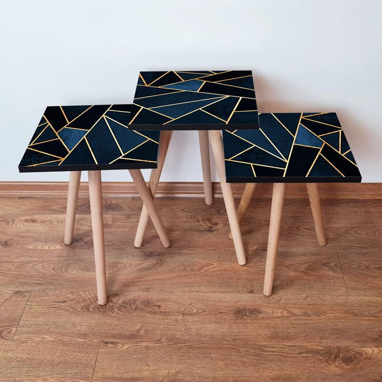 Desenli 3lü Zigon Sehpa