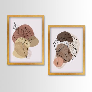 2 Parçalı Altın Çerçeveli Tablo 55cm x 75cm