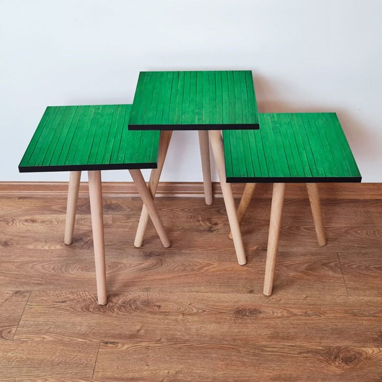 Desenli 3lü Zigon Sehpa